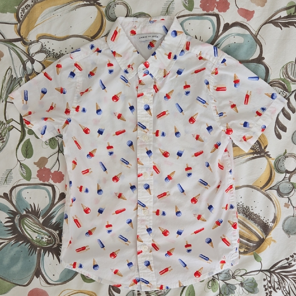 Janie and Jack Boys Button-front Short-sleeve Shirt 5